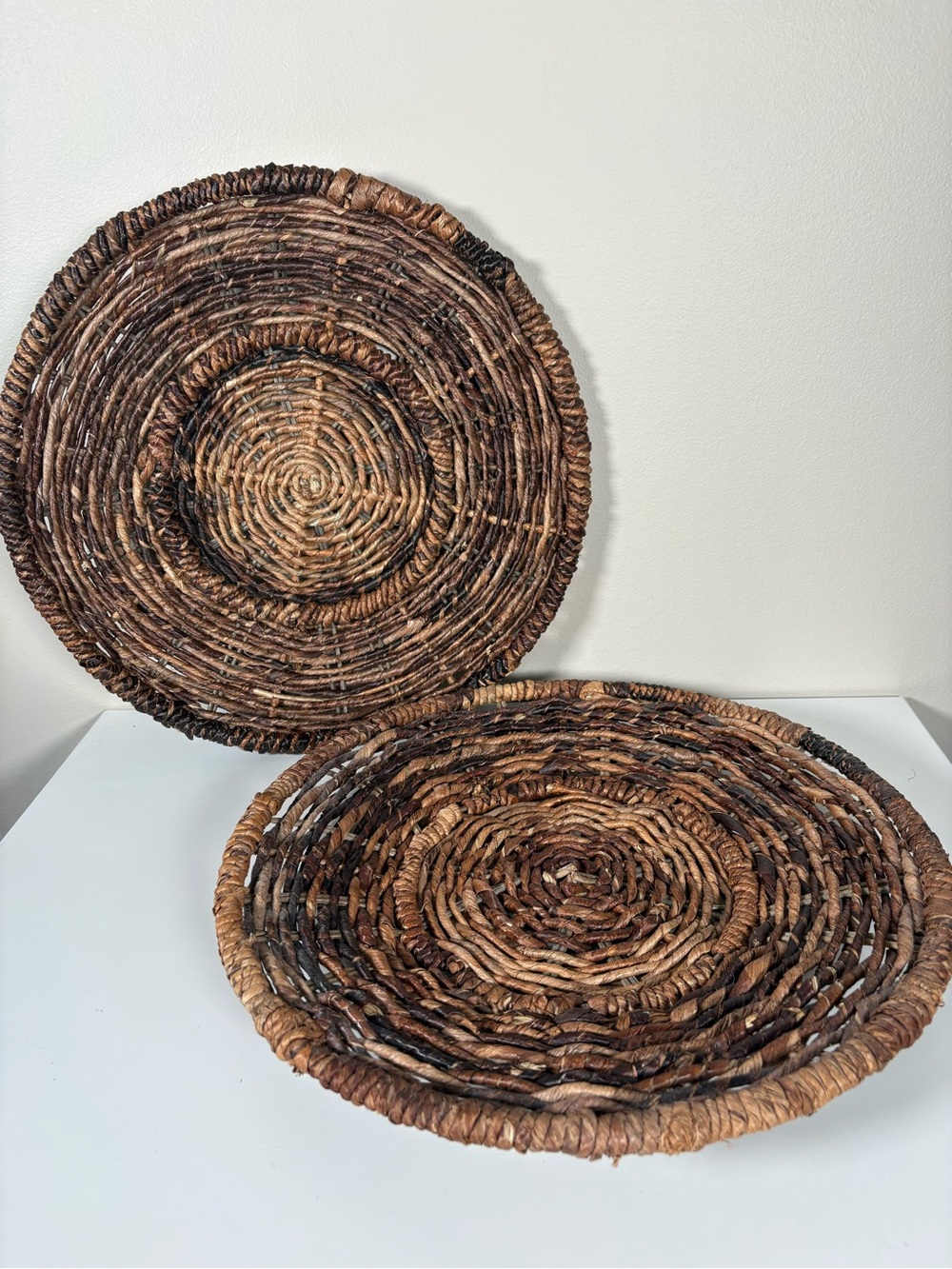 Handwoven Brown Wicker Decorative Wall Basket - Natural Home Accent